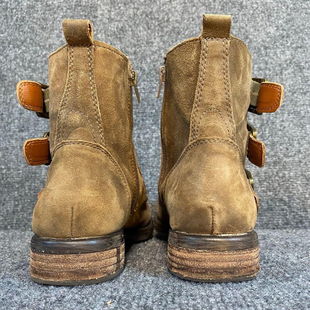 Lucky Brand Womens 8.5 Brown Suede Leather Buckle Detail Ankle Booties Boots - Picture 4 of 7